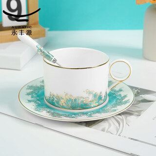 Auratic chinese porcelain yongfengyuan haikuo tiangao 3-head ceramic coffee cup and saucer-white (200ml) gift box