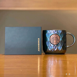 Starbucks 50th anniversary limited edition mermaid cup colorful fish scale bronze ceramic cup mug water cup coffee cup single cup + original box 414ml free handbag