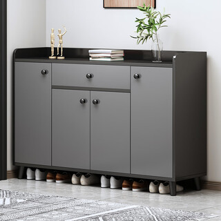 Saichu shoe cabinet simple household multi-layer storage living room door entrance cabinet small apartment storage shoe cabinet shelf recommended four doors and one drawer sky gray 120cm