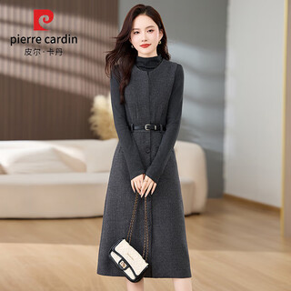 Pierre cardin high-end temperament woolen thickened suspender vest dress two-piece set for women 2025 spring, autumn and winter new suit skirt, high-end gray (two-piece set) m (111-120jin jin equals 0.5 kg)