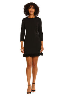 Maggy london women's feather hem party dress event occasion date night attendance black 2