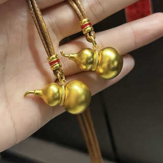 Shaoyu gold-covered silver-filled gourd pendant for women, solid fulu necklace for men, same style as wang jiaer's ancient heritage pendant gift, solid fulu gourd, 1.5g gold-filled, free brown