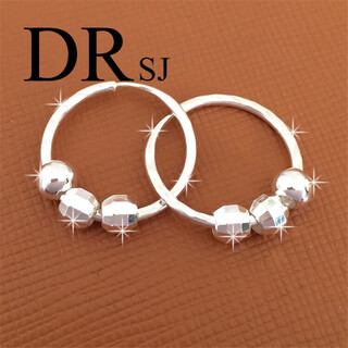 Drsj9999 genuine silver jewelry pure silver earrings earrings earrings 999 pure silver middle-aged and elderly earrings women's elderly gift for mother transfer beads large size