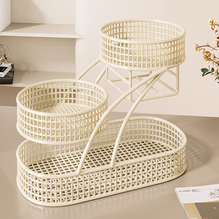 Aomingyuan fruit plate light luxury living room coffee table candy rack home display 2025 snack fruit plate storage box basket multi-layer fruit basket white with tissue box-xiao man sheng wanquan