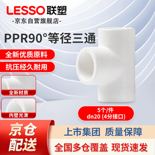 Lesso (lesso) ppr water pipe accessories 4 minutes 20 hot melt 90 equal diameter tee water pipe tee connector white dn20 (5 pieces/piece)