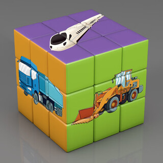 Ouyin kindergarten children's creative three-level rubik's cube dinosaur animal fruit car intellectual toy rubik's cube gift early education car