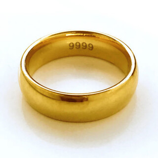 Vietnamese sand gold ring with steel seal for men and women, wedding ring, smooth, simple, long-lasting and non-fading, male medium size 9 (recommended 120-150 jin jin equals 0.5 kg)