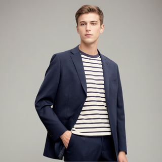 Zhuangji 100% wool suit suit men's four-season suit texture business wear wedding commuting two-piece set