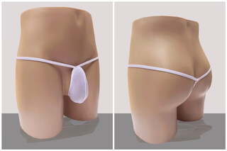 Aoyina men's t-pants tm trendy upturned low-waisted men's underwear, ultra-thin ice silk men's transparent sexy t-pants, white xxl 2 feet 7-2 feet 9, one size fits all