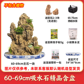 High-quality water-absorbing stone bonsai fish pond rockery micro-landscape decoration natural rockery stone landscaping raw stone high-quality 60-69cm water-absorbing stone with basin