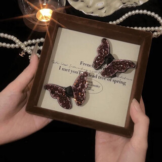 Jiuvia bangs hairpin cute side clip female side broken hairpin new hairpin one-word clip forehead duckbill clip hair clip jyfj156 butterfly flash diamond purple 2 pieces