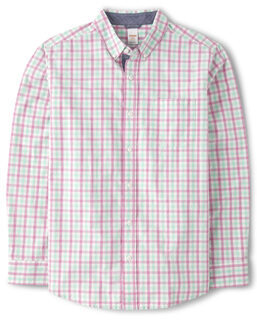 Gymboreegymboree men's dad and son long sleeve button-down shirt, allure pink, xl allure pink xl