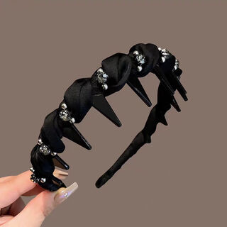 Gu nai 2025 new style rhinestone wrapped hair hoop high skull tooth comb anti-slip simple outing versatile face wash hairpin women's hair accessories