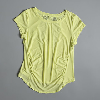 Lulu lulu women's summer thin loose mesh pilates yoga blouse top quick-drying fitness running t-shirt sprout green xl