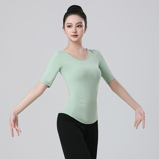 Lianliu spring and autumn new sports women's suit slim fit hollow pilates training running fitness yoga wear top external wear single milk green top s