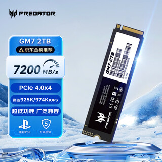 宏碁掠夺者(PREDATOR) GM7 SSD固态硬盘 M.2接口(NVMe协议) PCIe4.0 2T
