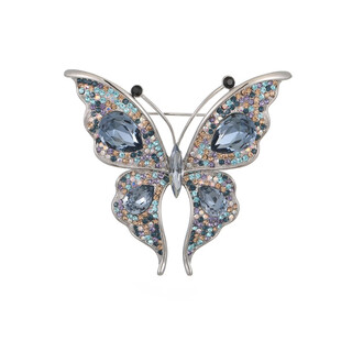 Lie rui high-end colorful austrian crystal butterfly brooch women's light luxury high-end temperament corsage brooch blue