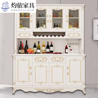 Zhuoyi sideboard european style wine cabinet beautiful style kitchen storage cabinet restaurant storage multi-functional all-in-one cabinet restaurant mealside wine cabinet 0.8m double layer double door delivery to home package installation