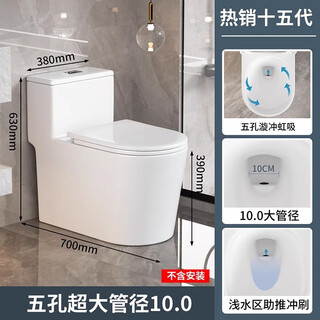 Jiumuwang siphon large-diameter household flush toilet ordinary toilet small apartment anti-odor toilet ceramic bathroom toilet lipless fifteenth generation-10.0 double shallow water splash-proof water-proof 300mm