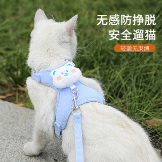 Strap-type cat leash anti-off adjustable puppy leash supplies blue bear + 1.6m rope s recommended 2-6jin jin equals within 0.5kg