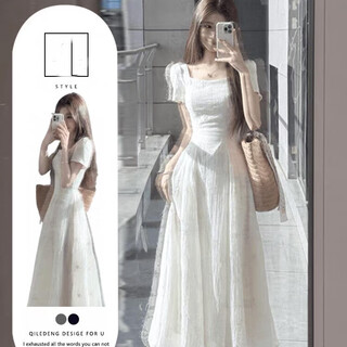 Diejiaonuo dress summer 2025 new women's clothing korean version pure lust style summer beautiful gentle white moonlight super beautiful apricot dress m