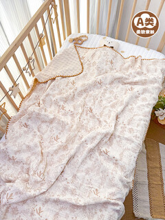 Wen yijia's customized beanie blanket, baby gauze cover blanket, universal for all seasons, special comfort blanket for newborn babies, children's kindergarten, senyuxi deer gauze beanie blanket, 100*70cm, special for stroller 3