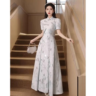 Maxbeth art exam small evening dress 2025 new light luxury niche improved engagement cheongsam senior annual meeting dinner dress gray long xl