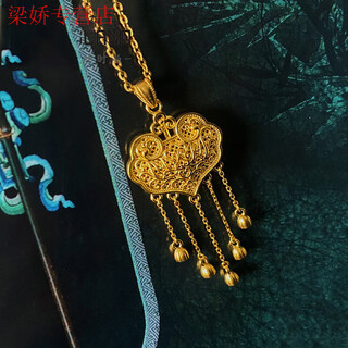 Graycewody old phoenix 999 gold pendant ancient method necklace fashion retro model yingluo gold lock pendant women's necklace pure gold free gold chain old phoenix gold store model yingluo gold lock pendant