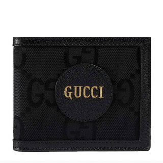 Gucci luxury men's bag offthegrid series classic double g black fabric folding wallet black
