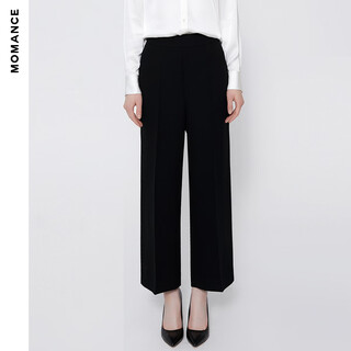 Momance basic wide-leg pants triacetate commuter ol drape pocket high-waist straight nine-point pants black l