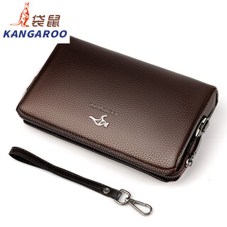 Kangaroo (kangaroo) 2025 new clutch bag password lock men's soft leather handbag large capacity clutch bag business mobile phone wallet a90 hand brown