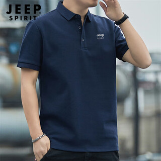 Jeep spirit jeep polo shirt men's ice silk short-sleeved t-shirt men's summer new quick-drying casual sports top men's navy blue xl