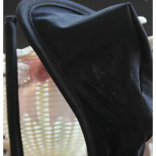 Sexy c-string men's sexy sexy panties with balls, real-life see-through thong suit, no need to take off on the date bed, black edge, black glossy surface