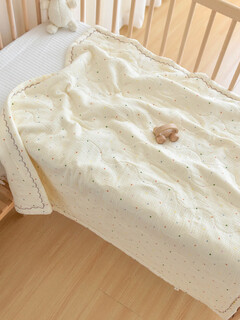 Wen yijia customized newborn baby blanket spring and autumn thin air-conditioned blanket baby pure cotton gauze blanket kindergarten children nap color polka dots 105*105cm
