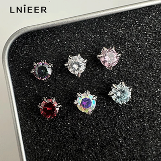 Lnieer super flash dragon claw inlaid earrings men's medical titanium steel ear holes flat bottom earbone cochlear nails high-end earrings earrings light blue single medical grade titanium steel