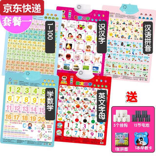 两雪有声挂图拼音儿童启蒙早教认知发声墙贴宝宝语音识字卡0-6岁玩具 1-100+识字+拼音+学数学+英