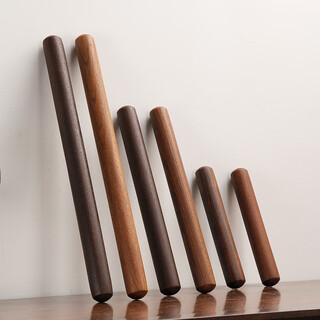 Berson youjia solid wood rolling pin household rolling pin for dumplings and buns skin pressing stick kitchen non-stick children's baking gadgets black gold tan round head rolling pin 20cm