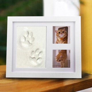 Pet paw print commemorative photo frame cat and dog ink pad colorful hand and foot print diy souvenir stamp pad seal photo hand and foot print photo frame (white) + ink pad gift box