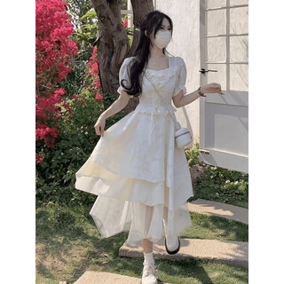 Zuo xu french dress summer women's wear 2025 new fairy princess dress temperament pure desire gentle wind long skirt apricot trendy korean version current/next day delivery one size (120jin jin is equal to 0.5kg)