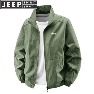 Jeep spirit jeep jacket men's spring and autumn outerwear outdoor sports loose stand-collar jacket casual wear top army green 2xl (recommended 150-165jin jin equals 0.5kg)