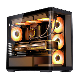 乔思伯（JONSBO） D300海景房机箱无立柱全视曲面360水冷主机箱玻璃侧透台式机MATX电脑机箱背插游戏电竞支持Type-C D300 黑色【MATX/360水冷/背插】