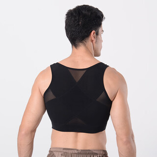 Fhhuabd wholesale men's corset shaping garment corset shaping tight underwear chest flat chest draw back pull back prevent chest bumps black 3xl (bust 100-110 cm)