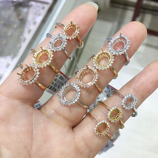 Iosn imperial concubine set 18k gold ring earrings pendant empty support inlaid with colored gems red sapphire emerald jade ring gold color 10*12 ring