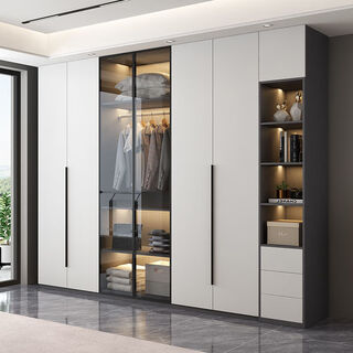2025 new wardrobe one door to top home bedroom modern simple four five six door lockers light luxury large wardrobe single wardrobe 2 meters high 0.6 meters two doors installation included