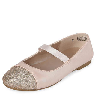 The children's place girls' ballet flats flower elastic strap for comfort pink 3-6 months infant