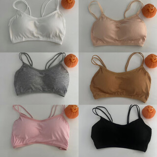 Njskakw sexy beautiful back wrapped chest integrated bra pad tube top student cotton camisole small chest poly y 2-pack contact customer service remarks color l 80-110jin jin is equal to 0.5 kg