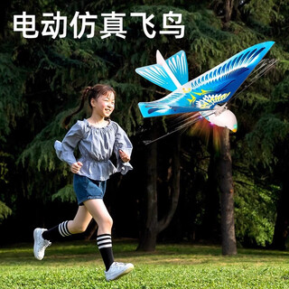 电动风筝遥控飞鸟会飞的小鸟玩具仿真扑翼鸟和平鸽子充电儿童电动 太空鸟-蓝