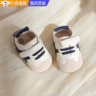 Mingyuegui toddler shoes spring and autumn new baby shoes baby casual shoes soft sole non-slip toddler shoes breathable and anti-falling blue stripes inner length 13cm about 9-16 months