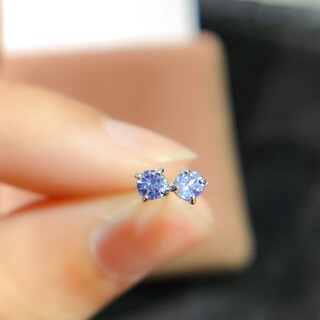 Puli natural tanzanite silver 18k gold earrings for women four-grab earrings crystal gem s925 sterling silver ear piercing earrings single main stone 3mm pair