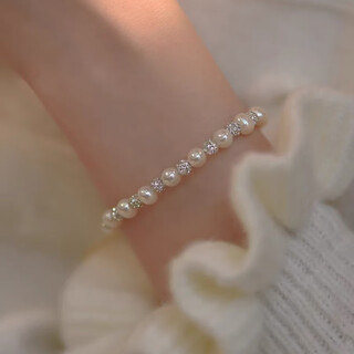 Floral manor brilliant planet pearl bracelet women's fashion niche design bracelet temperament versatile trendy bracelet pearl bracelet (gold + silver)